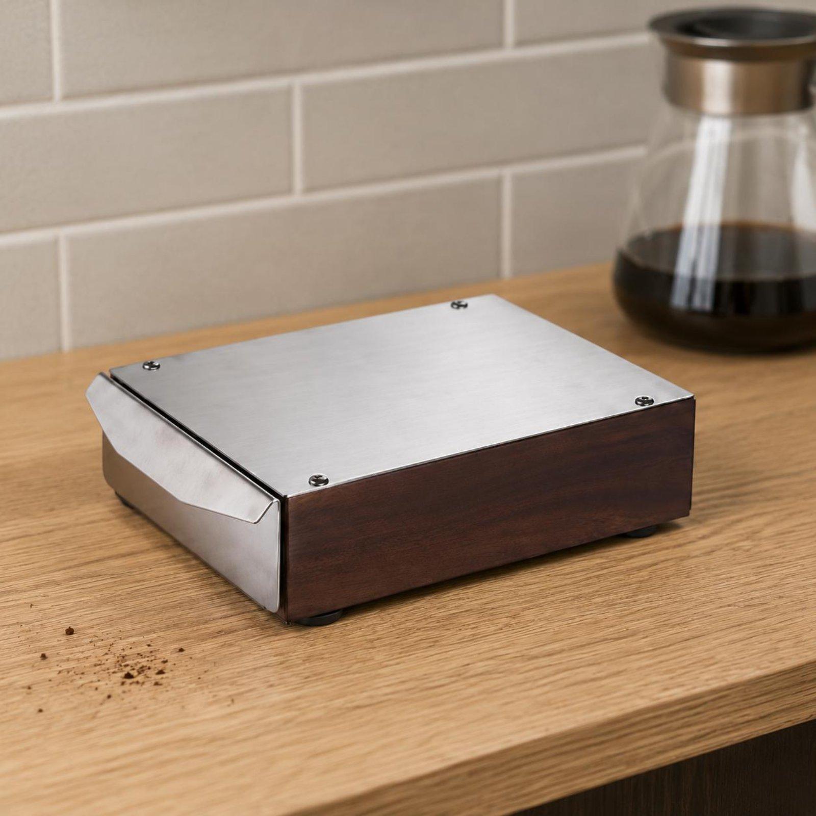 Coffee Knock Box - Large Capacity Coffee Grounds Container Walnut