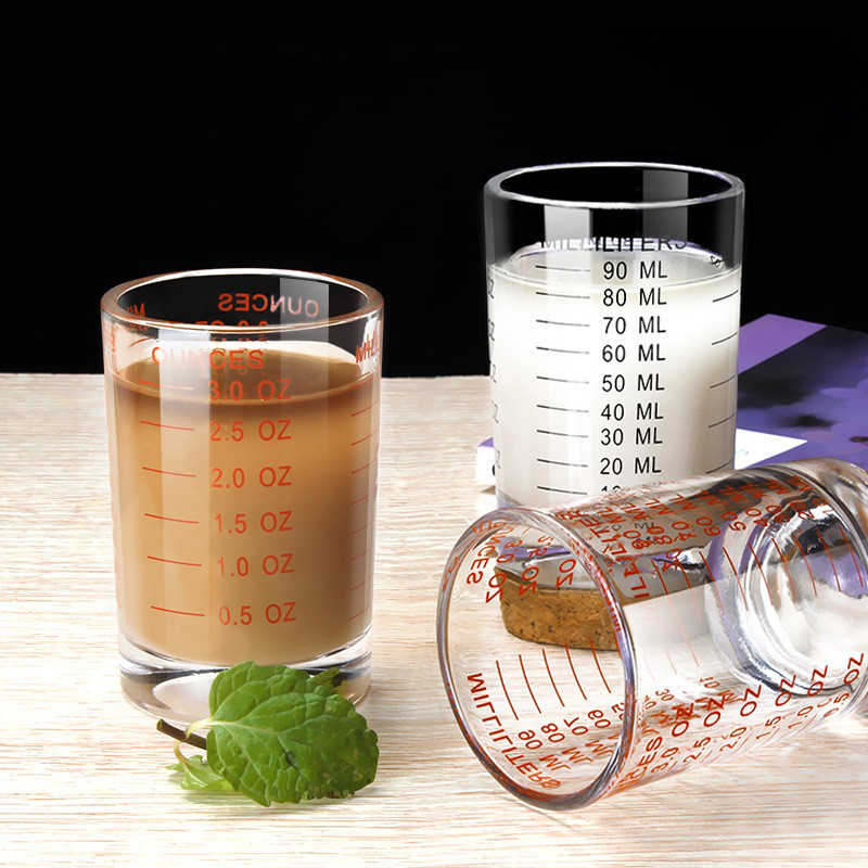 Espresso Shot Glass - 90/120ml Heat-resistant Glass Measuring Cup Milk