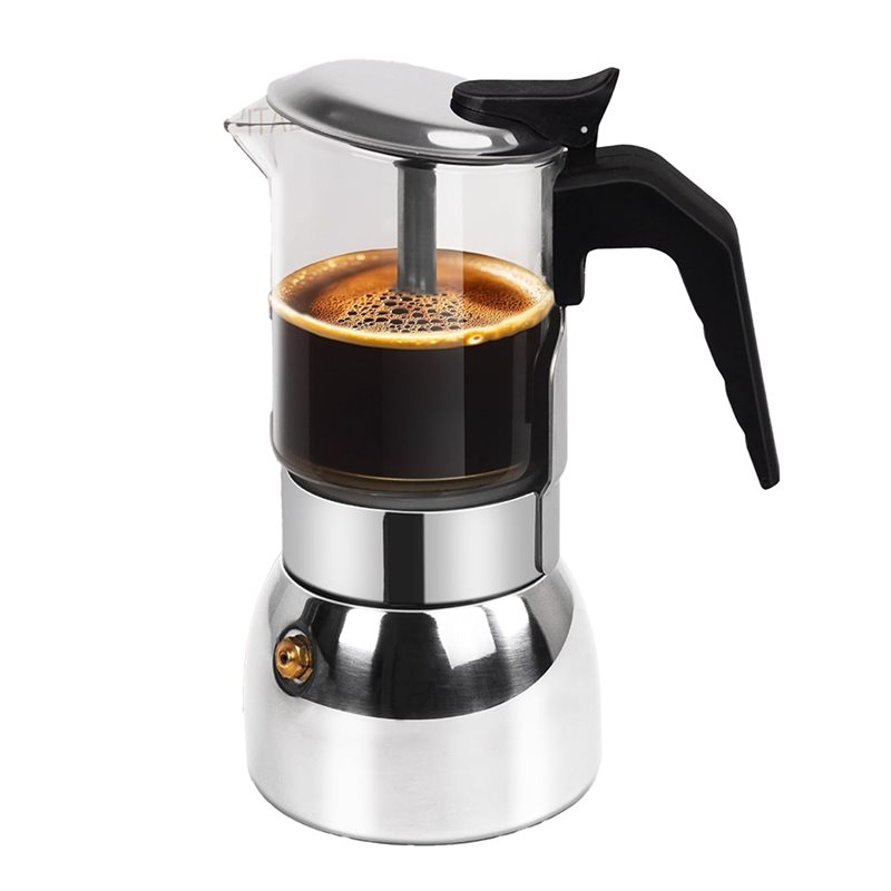 Espresso Shot Glass - ABUI-Clear Glass 4 Cup Moka Pot