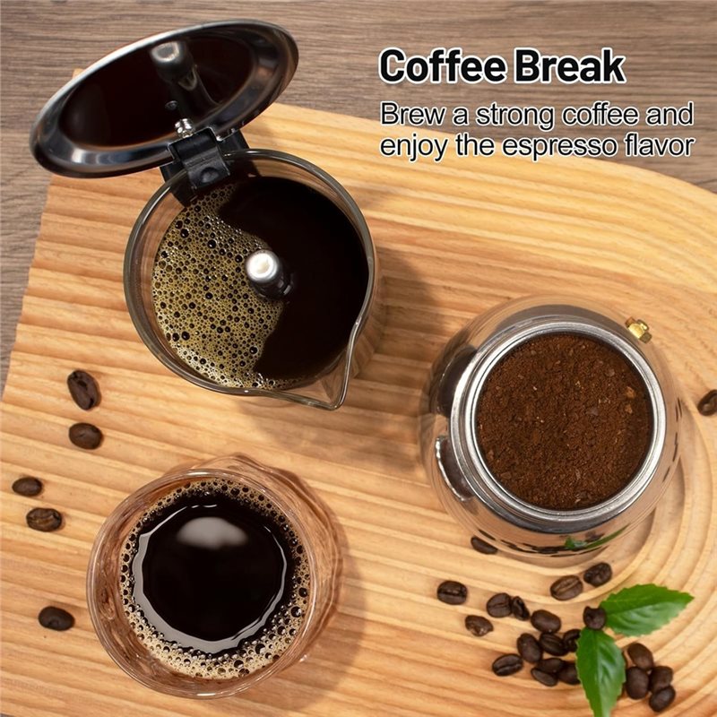 ABUI-Clear Glass 4 Cup Moka Po - огляд і ціна Espresso Shot Glass